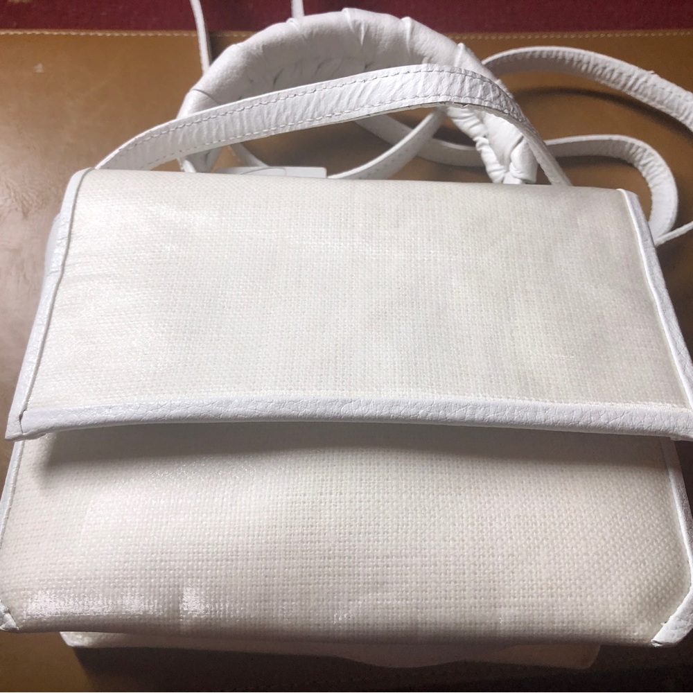 Nancy Gonzalez Small Linen & Leather Handbag with Twisted Leather Handle